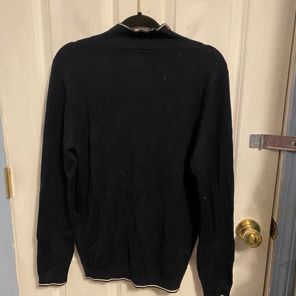 Burton Menswear London Knit Sweater Cardigan Sz M Navy White Button Front Soft - Picture 8 of 9
